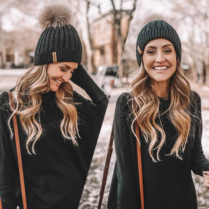 Winter Beanie Hats for Women Womens Warm Knit Fur Bobble Pom Pom Hat