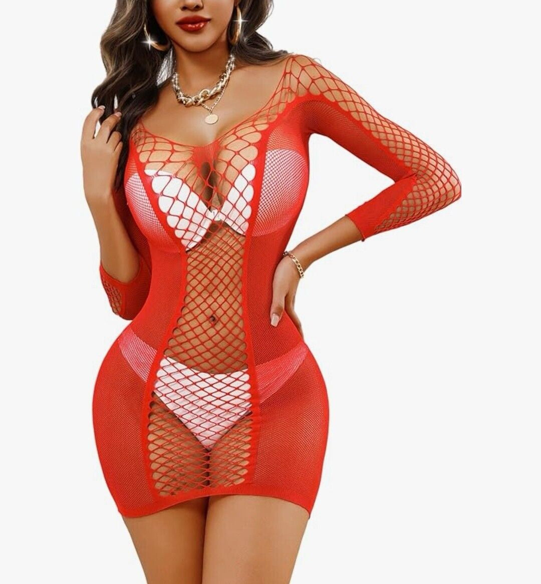 Women'S plus Size Sexy Lingerie Body Stocking Bodysuit Nightwear Mini Dress